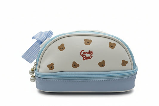 Estuche de oso azul semicircular