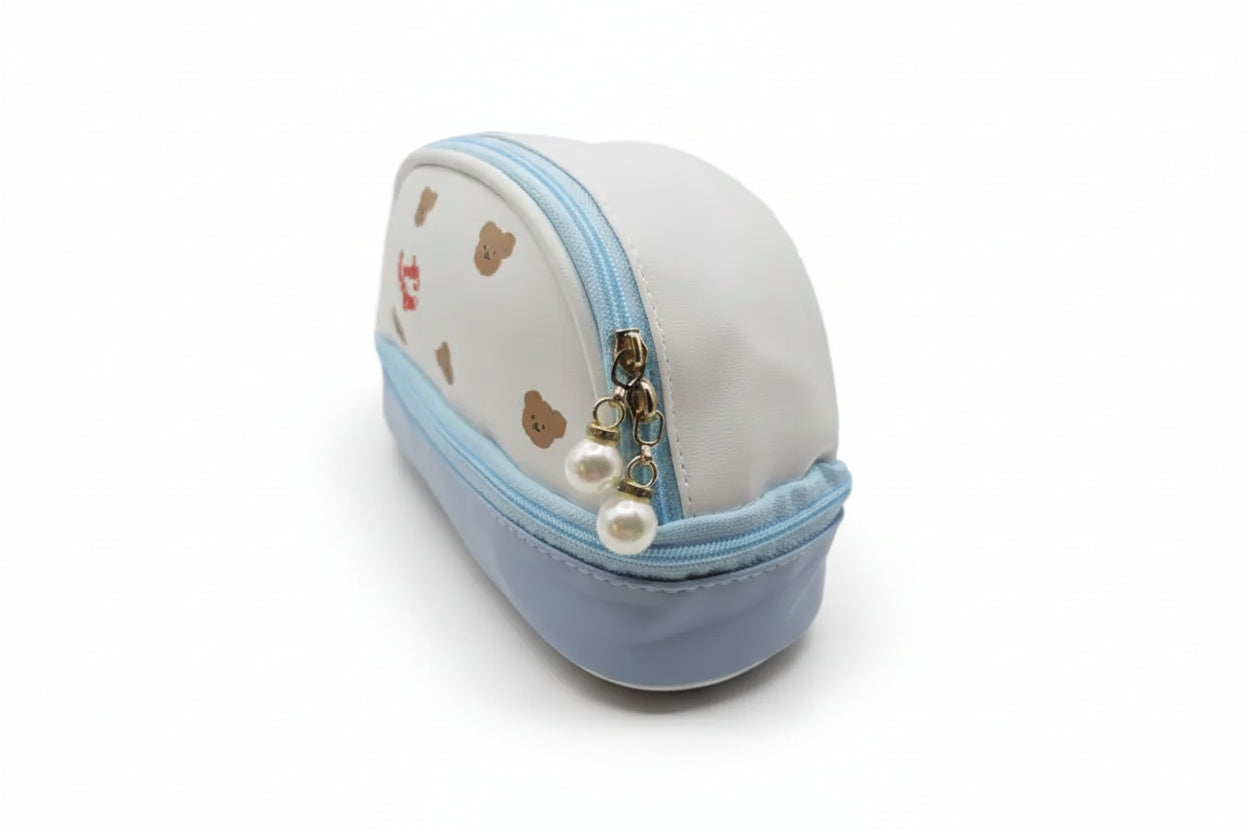 Estuche de oso azul semicircular