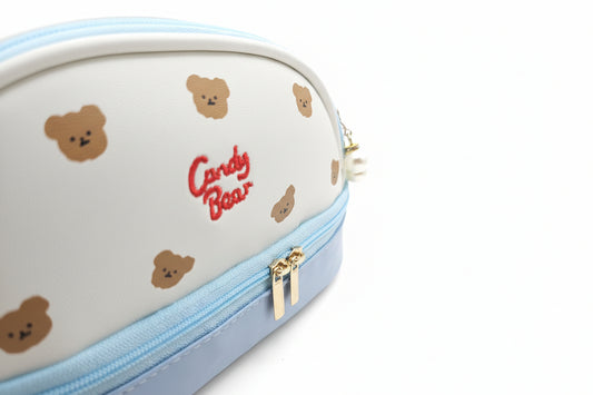 Estuche de oso azul semicircular