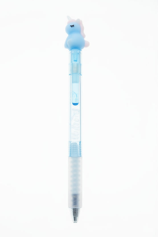 Lápiz gel borrable unicornio tinta azul