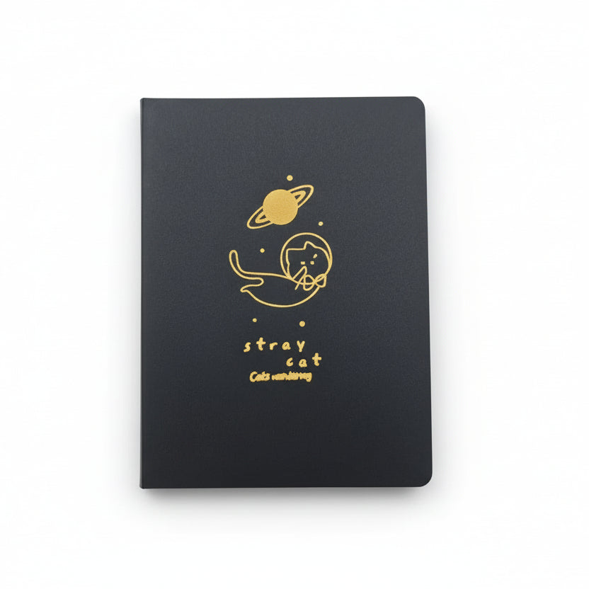 Libreta cosida negra Stray cat