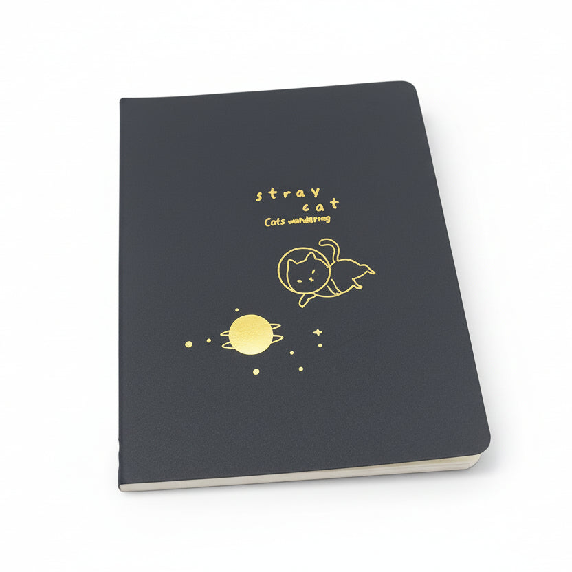 Libreta cosida negra Stray cat