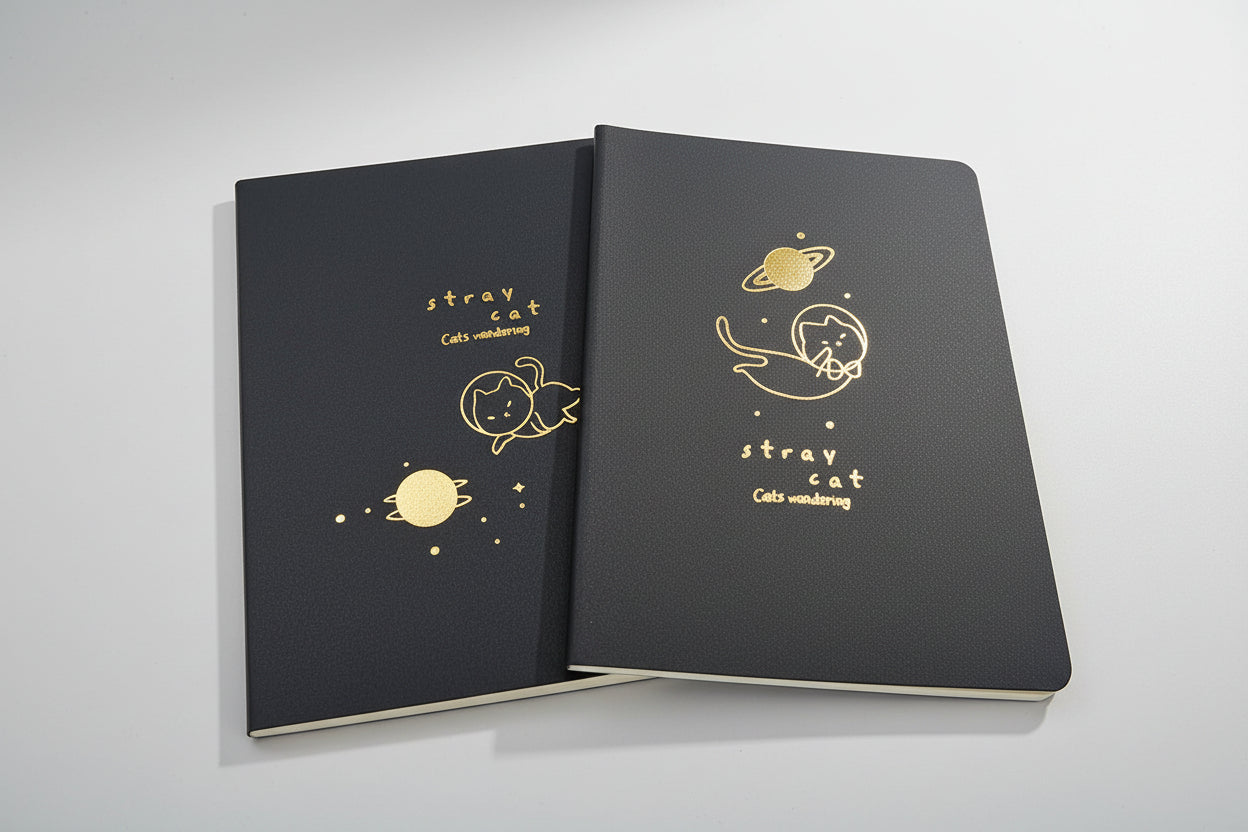 Libreta cosida negra Stray cat