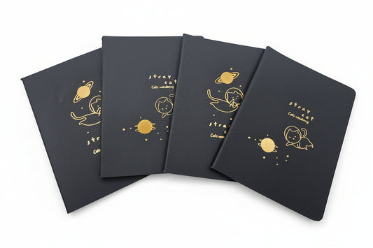 Libreta cosida negra Stray cat