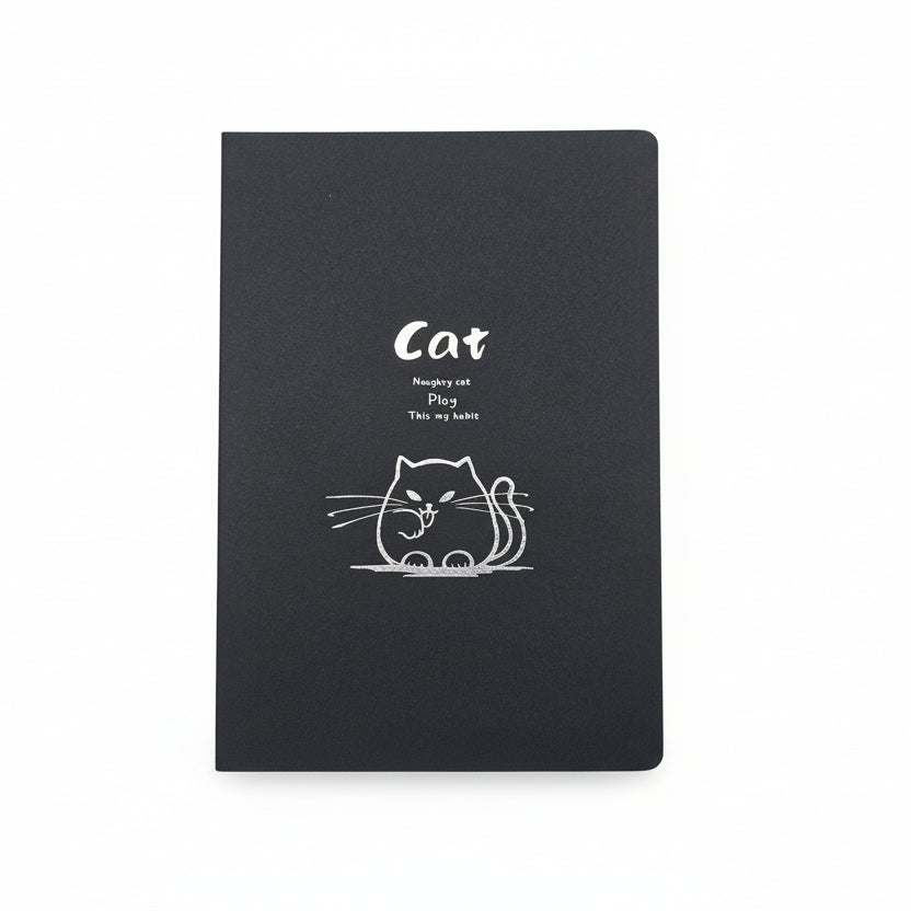 Libreta páginas negras gato 24 páginas