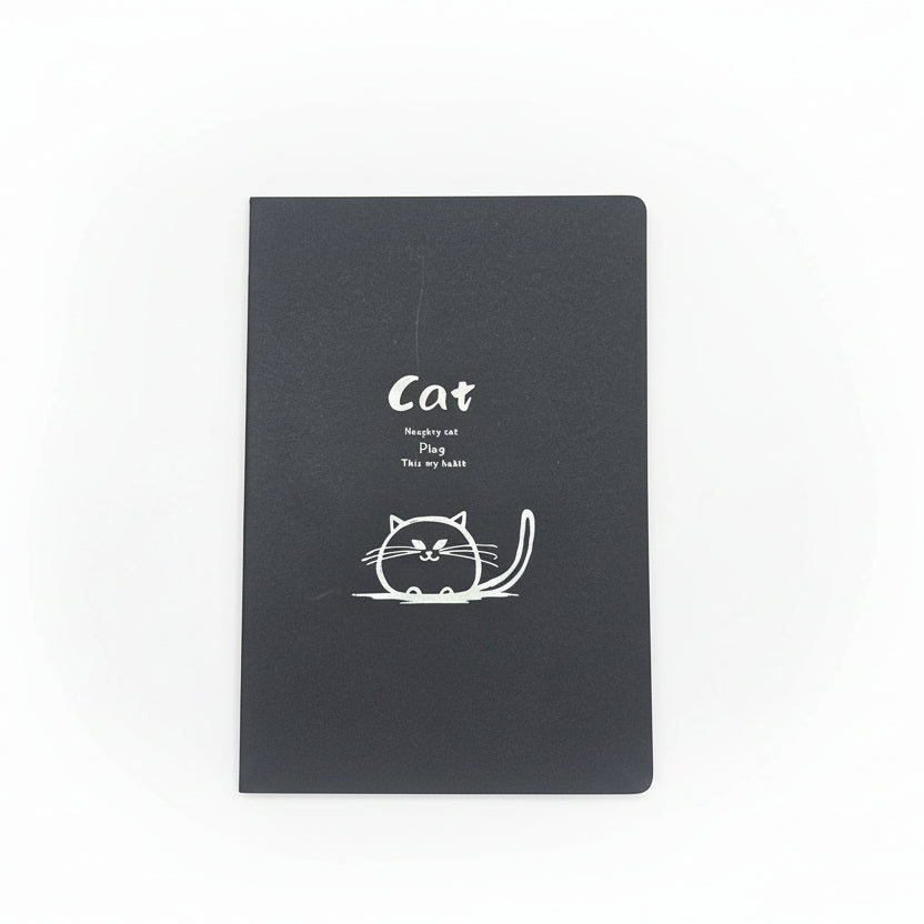 Libreta páginas negras gato 24 páginas