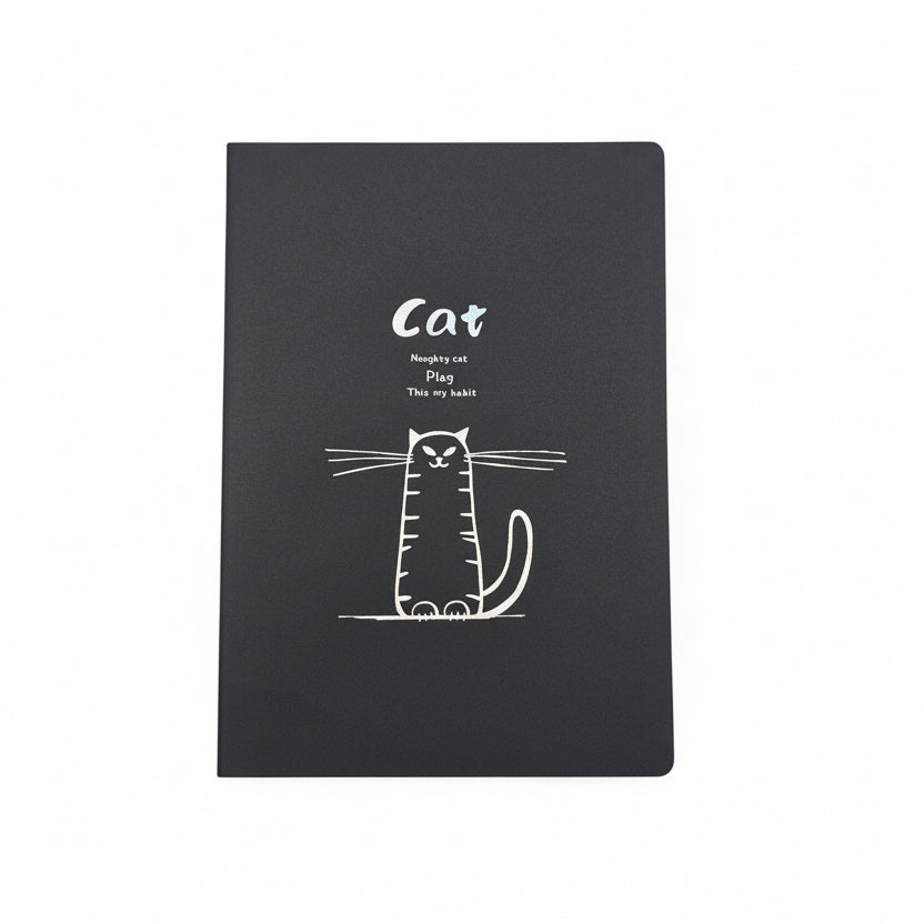 Libreta páginas negras gato 24 páginas