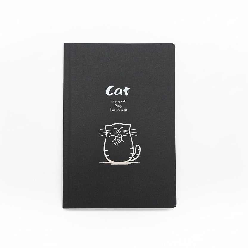 Libreta páginas negras gato 24 páginas