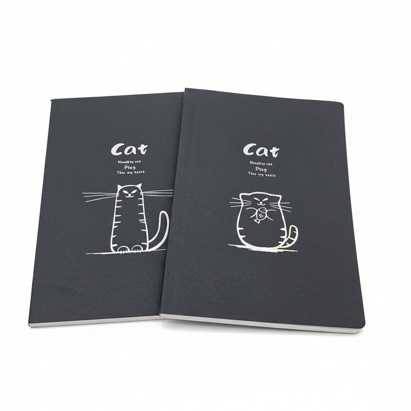 Libreta páginas negras gato 24 páginas